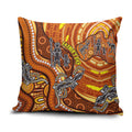 Australia Fathers Day Pillow Cover Aboriginal Dot Art - Kangaroo And Lizard