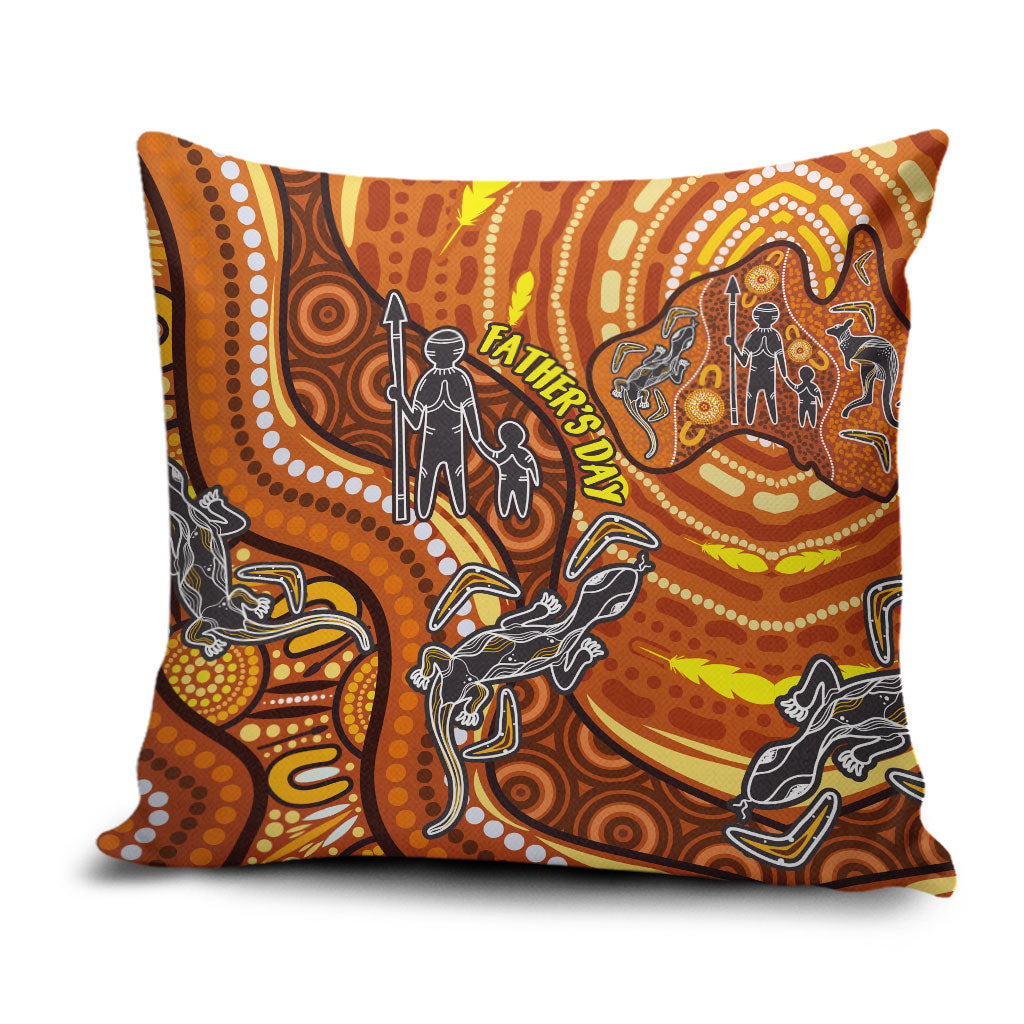 Australia Fathers Day Pillow Cover Aboriginal Dot Art - Kangaroo And Lizard
