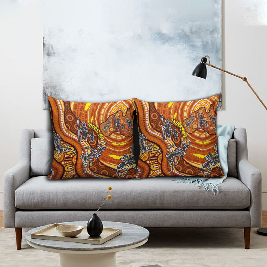 Australia Fathers Day Pillow Cover Aboriginal Dot Art - Kangaroo And Lizard