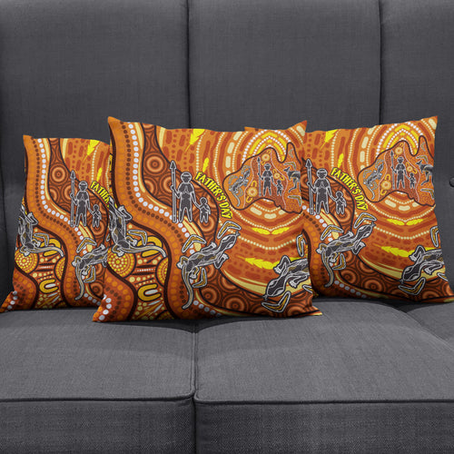 Australia Fathers Day Pillow Cover Aboriginal Dot Art - Kangaroo And Lizard