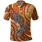 Australia Fathers Day Polo Shirt Aboriginal Dot Art - Kangaroo And Lizard