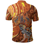 Australia Fathers Day Polo Shirt Aboriginal Dot Art - Kangaroo And Lizard