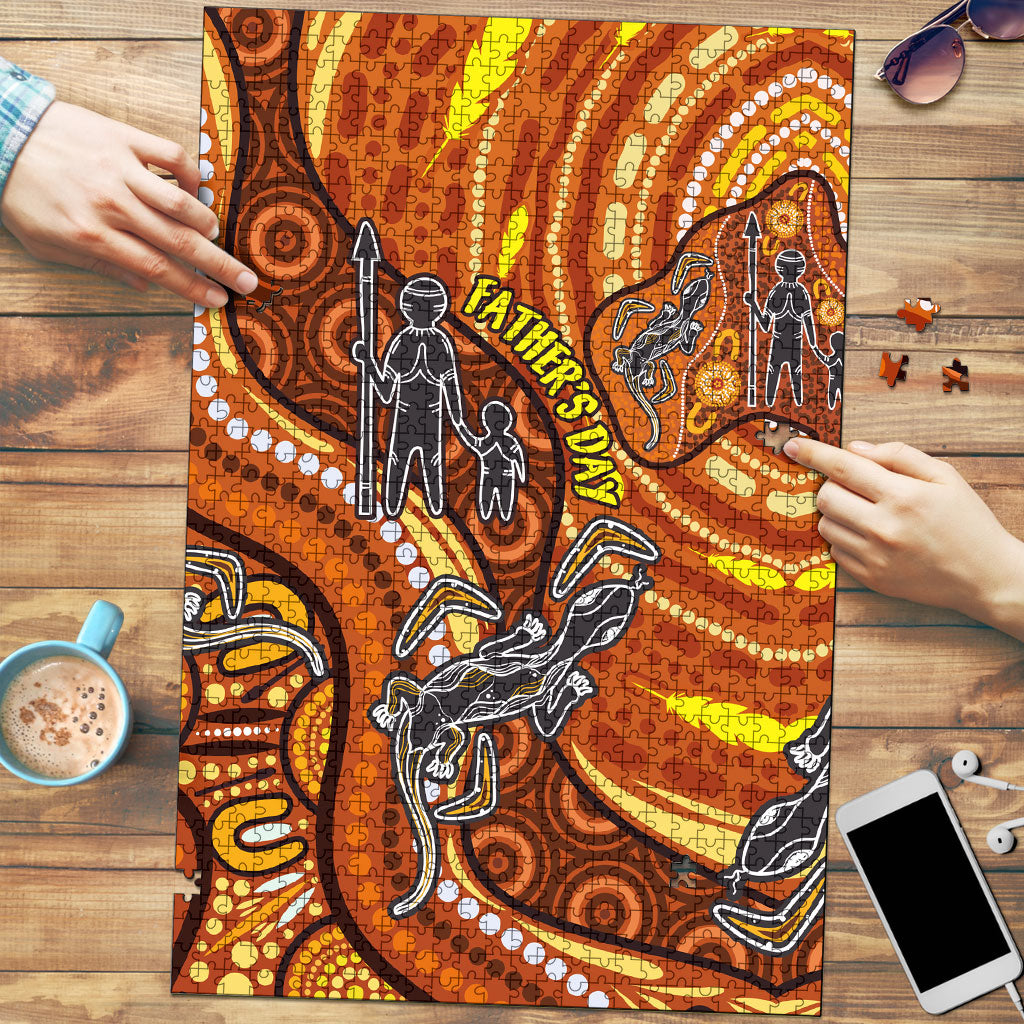Australia Fathers Day Puzzle Aboriginal Dot Art - Kangaroo And Lizard