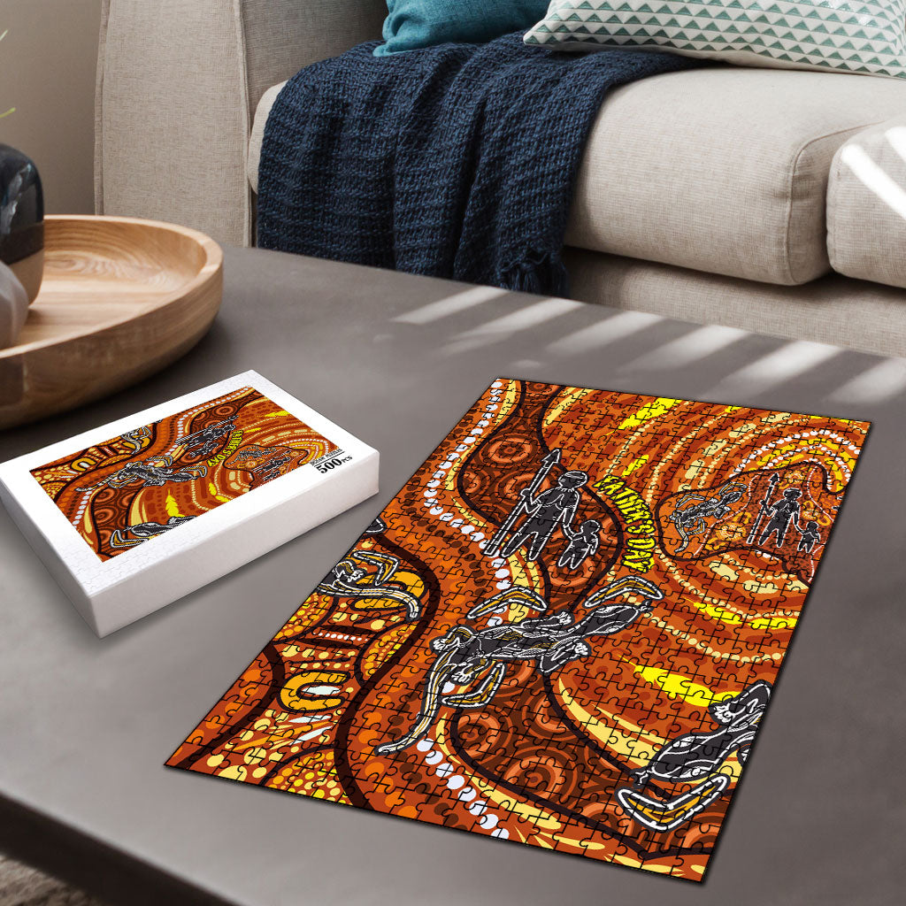 Australia Fathers Day Puzzle Aboriginal Dot Art - Kangaroo And Lizard