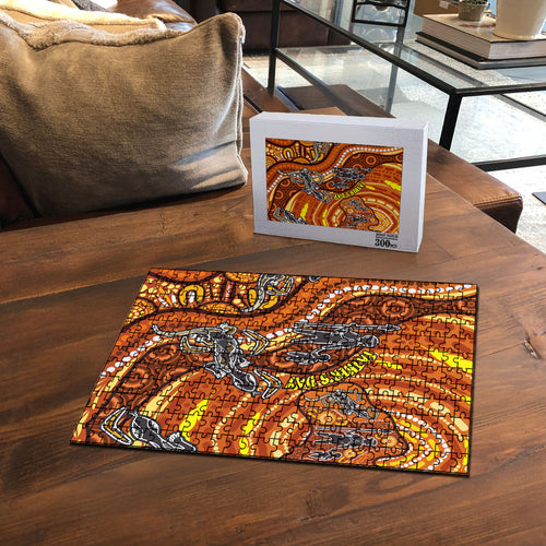 Australia Fathers Day Puzzle Aboriginal Dot Art - Kangaroo And Lizard