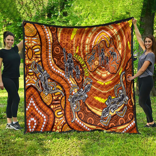 Australia Fathers Day Quilt Aboriginal Dot Art - Kangaroo And Lizard