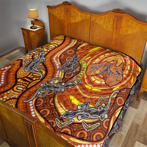 Australia Fathers Day Quilt Aboriginal Dot Art - Kangaroo And Lizard