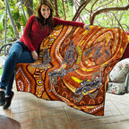 Australia Fathers Day Quilt Aboriginal Dot Art - Kangaroo And Lizard