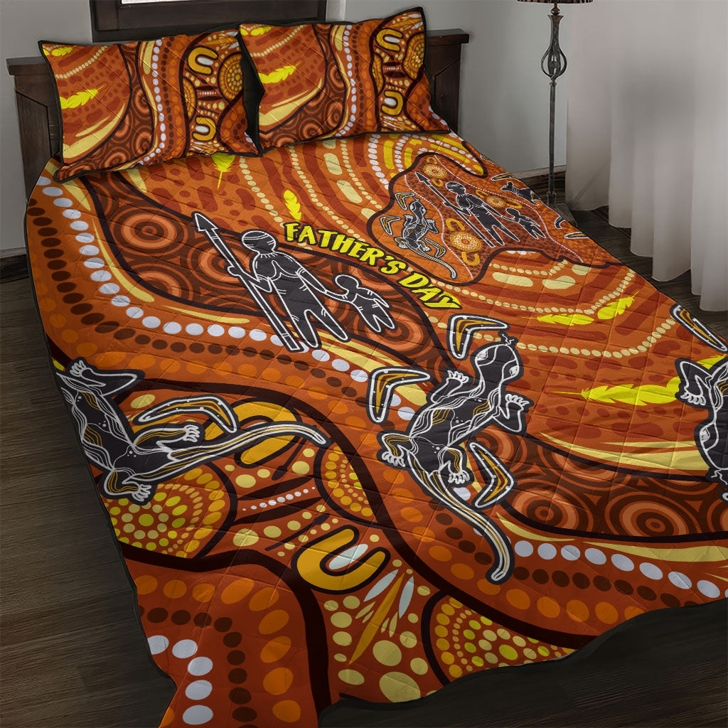 Australia Fathers Day Quilt Bed Set Aboriginal Dot Art - Kangaroo And Lizard