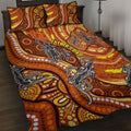Australia Fathers Day Quilt Bed Set Aboriginal Dot Art - Kangaroo And Lizard