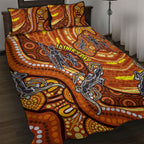 Australia Fathers Day Quilt Bed Set Aboriginal Dot Art - Kangaroo And Lizard
