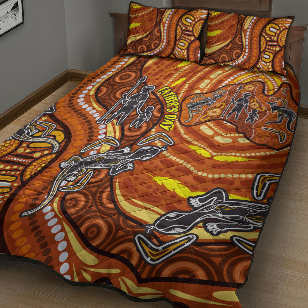Australia Fathers Day Quilt Bed Set Aboriginal Dot Art - Kangaroo And Lizard