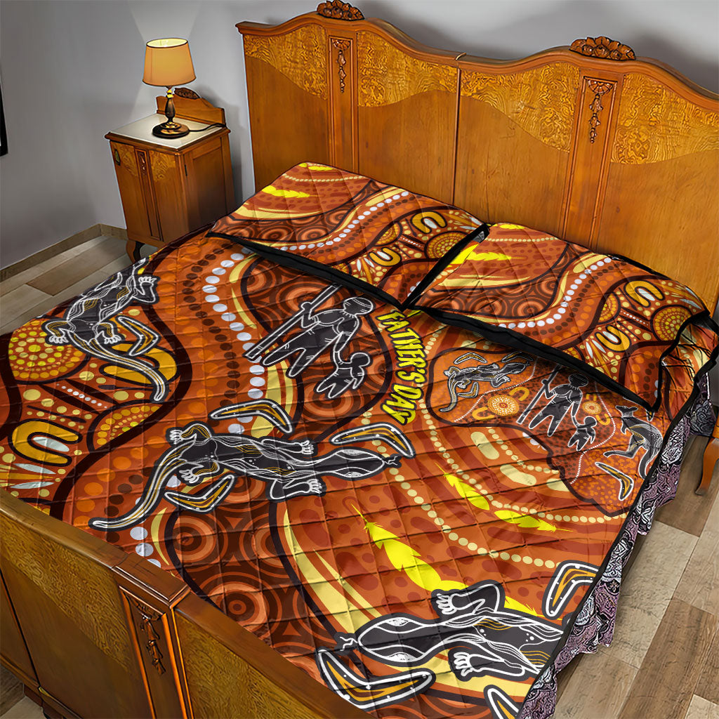 Australia Fathers Day Quilt Bed Set Aboriginal Dot Art - Kangaroo And Lizard