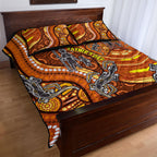 Australia Fathers Day Quilt Bed Set Aboriginal Dot Art - Kangaroo And Lizard