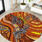 Australia Fathers Day Round Carpet Aboriginal Dot Art - Kangaroo And Lizard