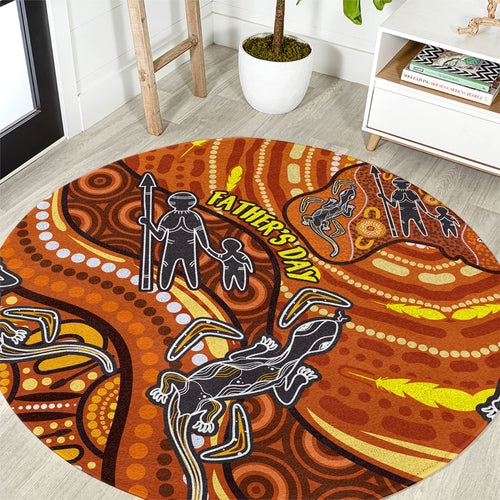 Australia Fathers Day Round Carpet Aboriginal Dot Art - Kangaroo And Lizard