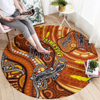 Australia Fathers Day Round Carpet Aboriginal Dot Art - Kangaroo And Lizard