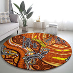 Australia Fathers Day Round Carpet Aboriginal Dot Art - Kangaroo And Lizard