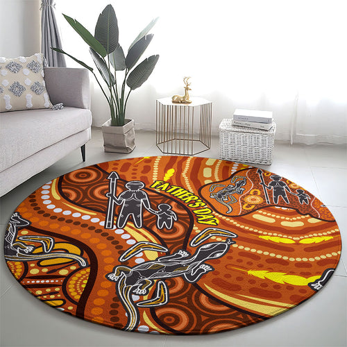 Australia Fathers Day Round Carpet Aboriginal Dot Art - Kangaroo And Lizard