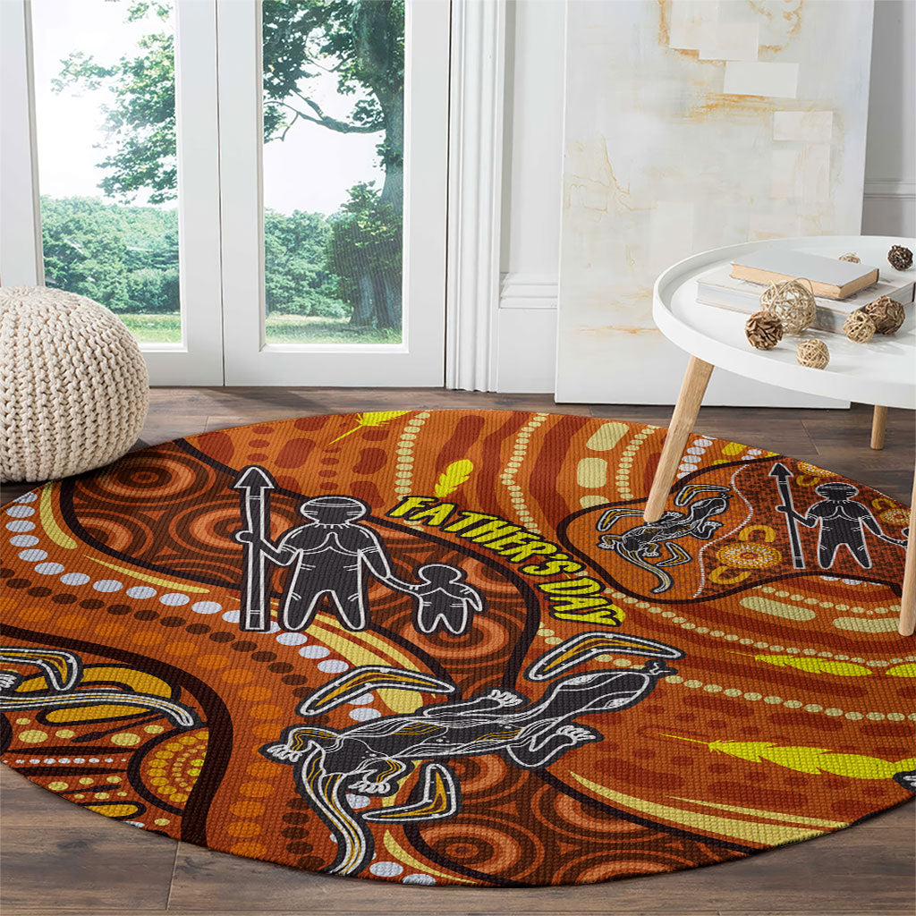 Australia Fathers Day Round Carpet Aboriginal Dot Art - Kangaroo And Lizard