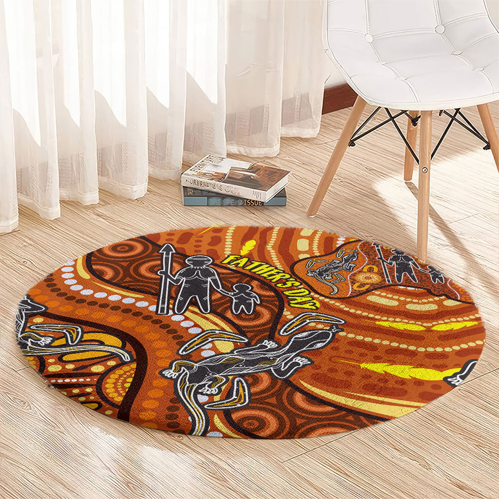 Australia Fathers Day Round Carpet Aboriginal Dot Art - Kangaroo And Lizard