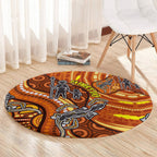 Australia Fathers Day Round Carpet Aboriginal Dot Art - Kangaroo And Lizard