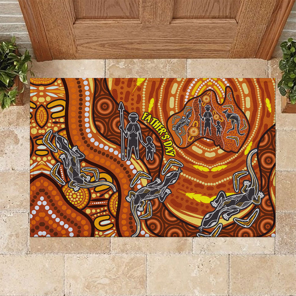 Australia Fathers Day Rubber Doormat Aboriginal Dot Art - Kangaroo And Lizard