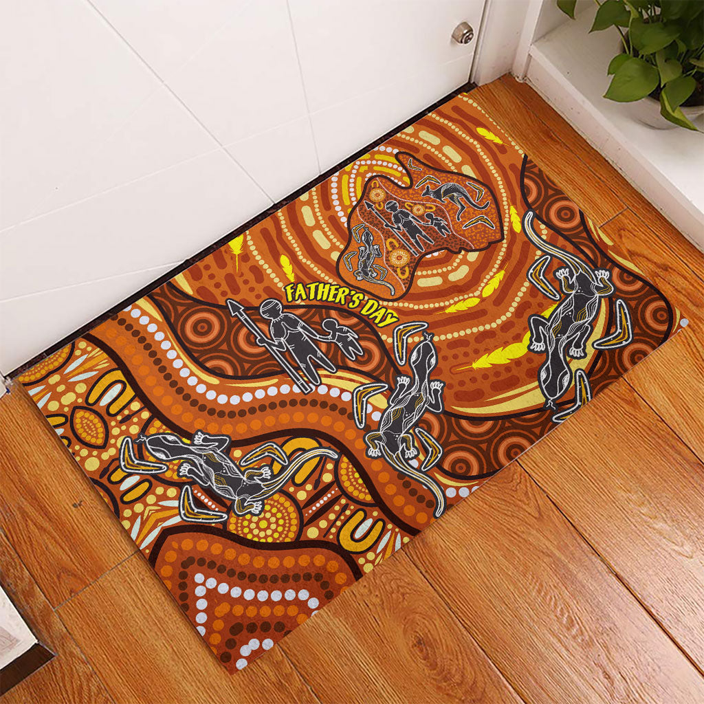 Australia Fathers Day Rubber Doormat Aboriginal Dot Art - Kangaroo And Lizard