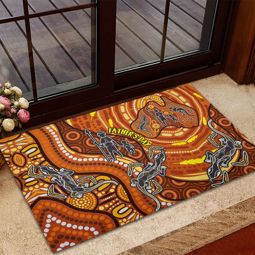 Australia Fathers Day Rubber Doormat Aboriginal Dot Art - Kangaroo And Lizard
