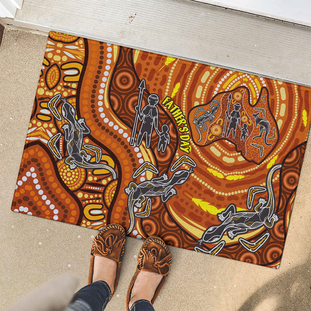 Australia Fathers Day Rubber Doormat Aboriginal Dot Art - Kangaroo And Lizard