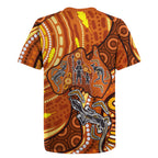 Australia Fathers Day Rugby Jersey Aboriginal Dot Art - Kangaroo And Lizard