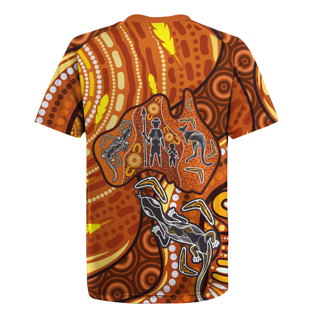 Australia Fathers Day Rugby Jersey Aboriginal Dot Art - Kangaroo And Lizard