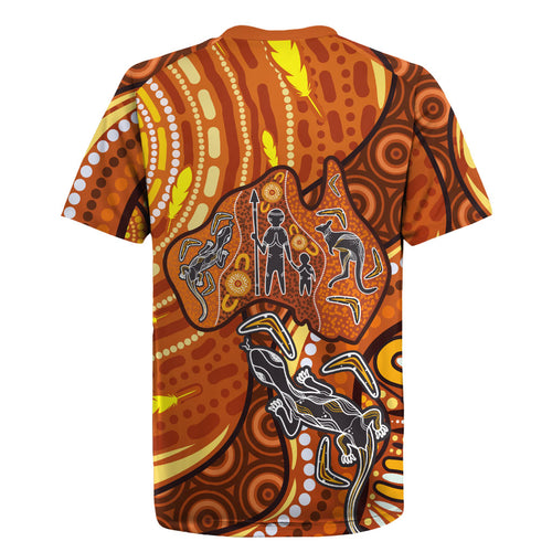 Australia Fathers Day Rugby Jersey Aboriginal Dot Art - Kangaroo And Lizard