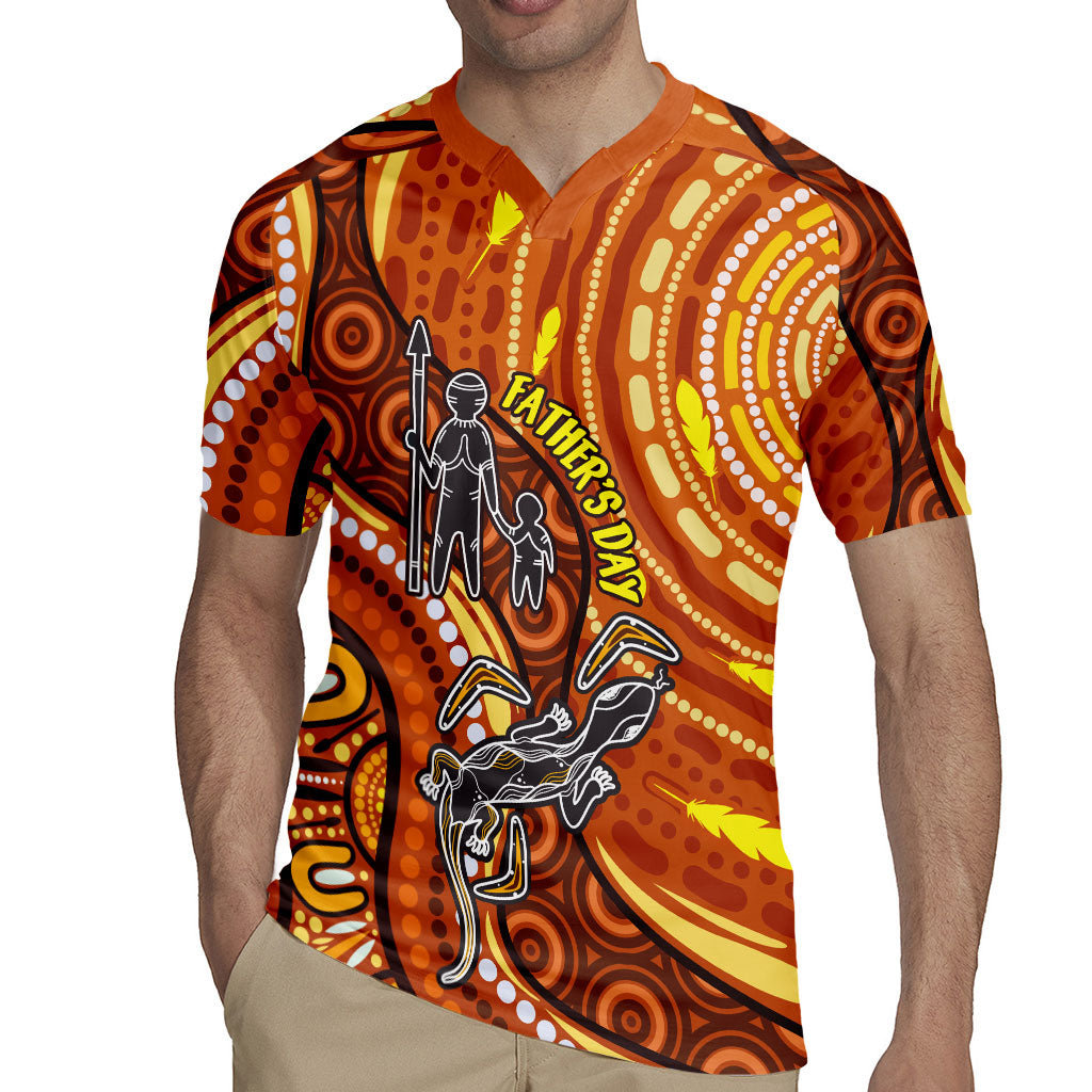 Australia Fathers Day Rugby Jersey Aboriginal Dot Art - Kangaroo And Lizard