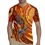 Australia Fathers Day Rugby Jersey Aboriginal Dot Art - Kangaroo And Lizard