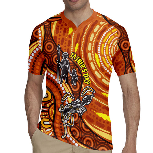 Australia Fathers Day Rugby Jersey Aboriginal Dot Art - Kangaroo And Lizard