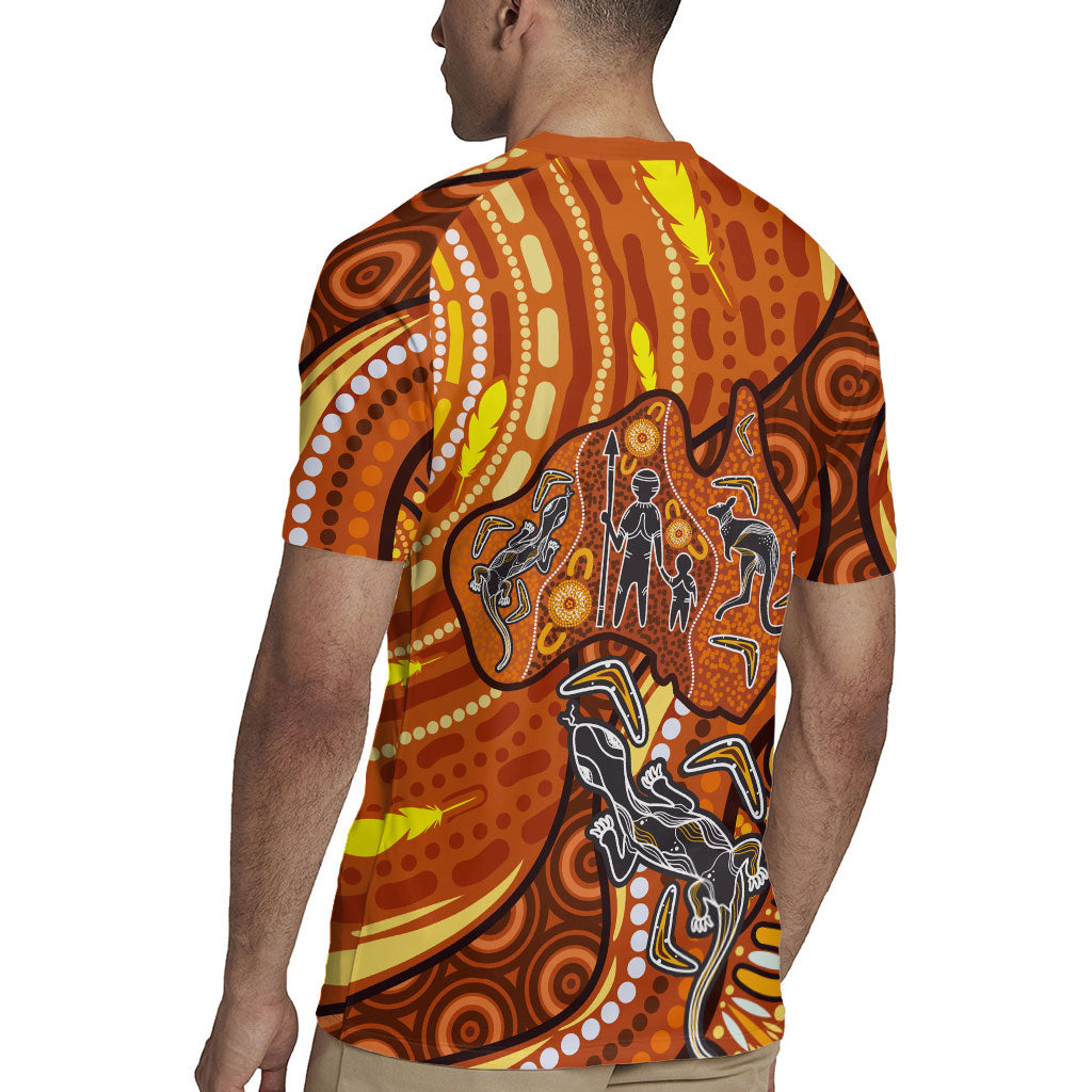 Australia Fathers Day Rugby Jersey Aboriginal Dot Art - Kangaroo And Lizard