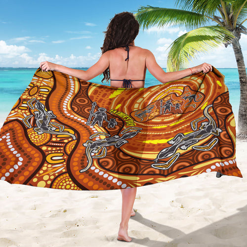 Australia Fathers Day Sarong Aboriginal Dot Art - Kangaroo And Lizard
