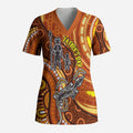 Australia Fathers Day Scrub Top Aboriginal Dot Art - Kangaroo And Lizard