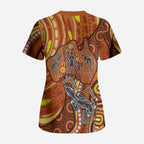 Australia Fathers Day Scrub Top Aboriginal Dot Art - Kangaroo And Lizard
