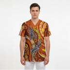 Australia Fathers Day Scrub Top Aboriginal Dot Art - Kangaroo And Lizard