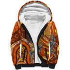 Australia Fathers Day Sherpa Hoodie Aboriginal Dot Art - Kangaroo And Lizard