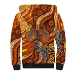 Australia Fathers Day Sherpa Hoodie Aboriginal Dot Art - Kangaroo And Lizard