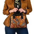 Australia Fathers Day Shoulder Handbag Aboriginal Dot Art - Kangaroo And Lizard