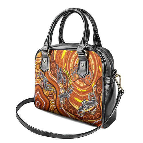 Australia Fathers Day Shoulder Handbag Aboriginal Dot Art - Kangaroo And Lizard