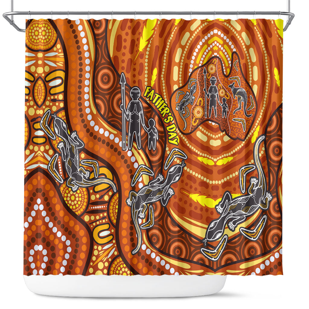 Australia Fathers Day Shower Curtain Aboriginal Dot Art - Kangaroo And Lizard