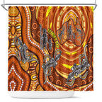 Australia Fathers Day Shower Curtain Aboriginal Dot Art - Kangaroo And Lizard
