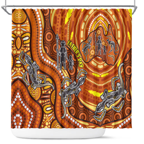 Australia Fathers Day Shower Curtain Aboriginal Dot Art - Kangaroo And Lizard