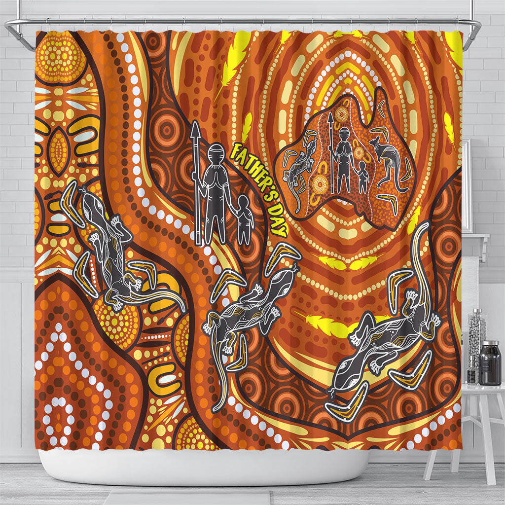 Australia Fathers Day Shower Curtain Aboriginal Dot Art - Kangaroo And Lizard