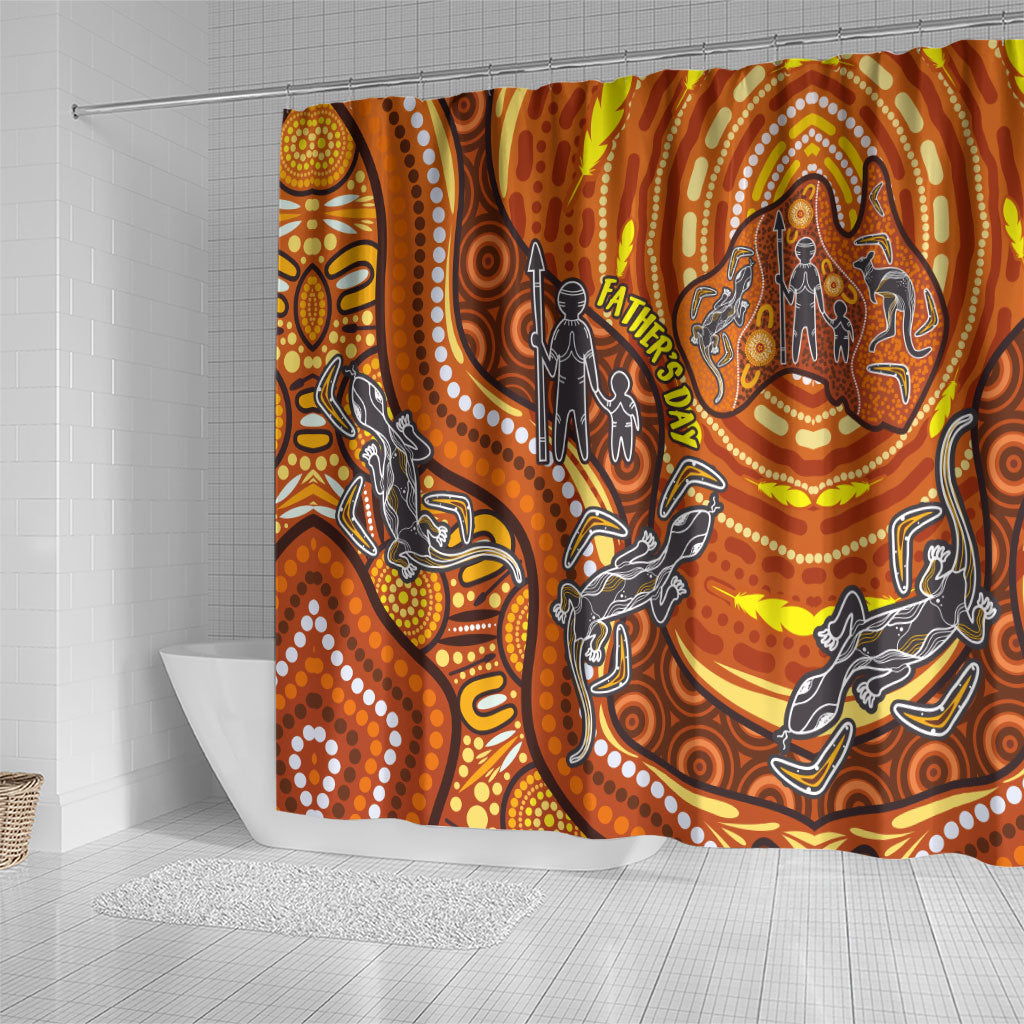 Australia Fathers Day Shower Curtain Aboriginal Dot Art - Kangaroo And Lizard